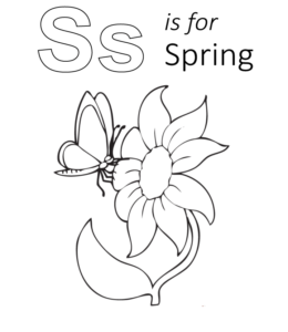 S is for Spring Coloring Page 2 for kids