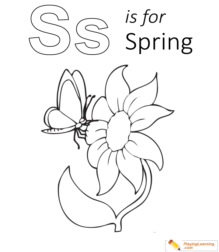 S Is For Spring Coloring Page  for kids