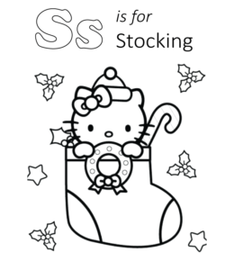 S is for Stocking coloring page  for kids