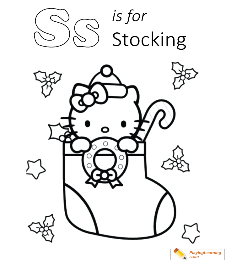 S Is For Stocking Coloring Page  for kids