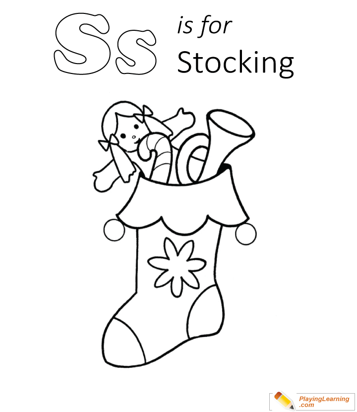 S Is For Stocking Coloring Page  for kids