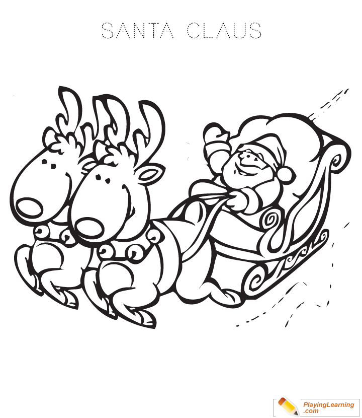 Santa Claus Sleigh Coloring Page 01 | Free Santa Claus Sleigh Coloring Page