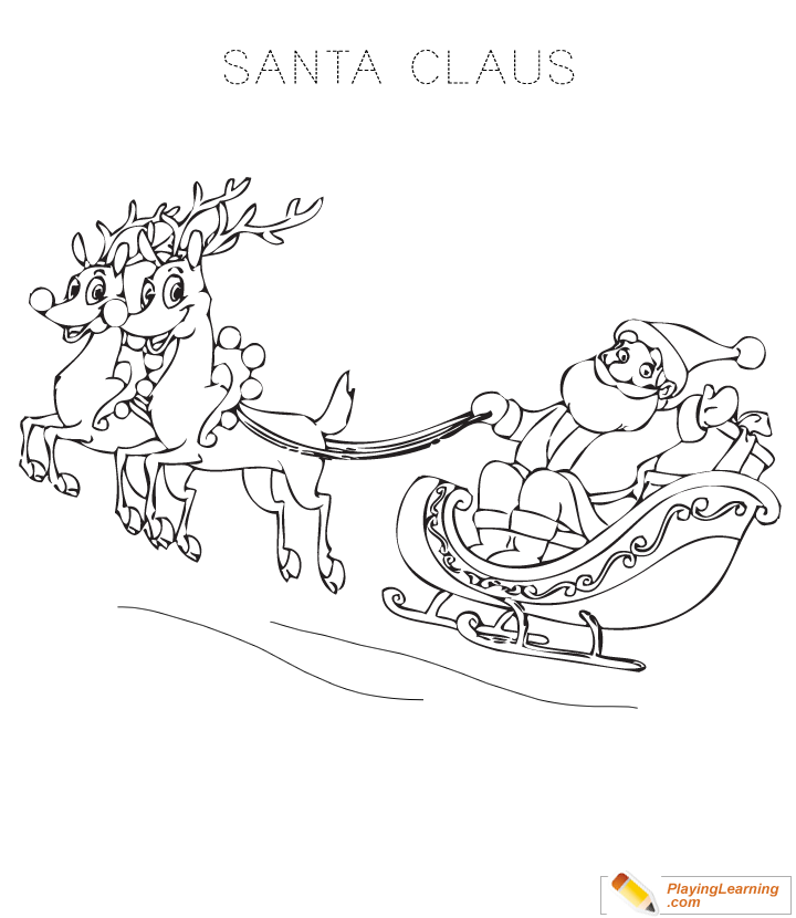 Santa Claus Sleigh Coloring Page 02 | Free Santa Claus Sleigh Coloring Page
