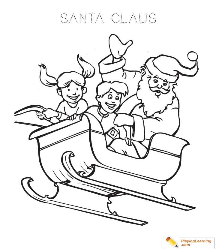 Santa Claus Sleigh Coloring Page 04 | Free Santa Claus Sleigh Coloring Page