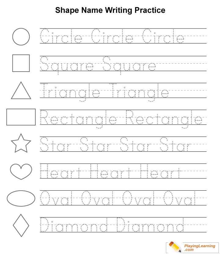 Shape Name Tracing Worksheet  for kids