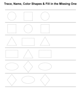 Shape pattern and tracing - Circle, square, triangle, rectangle, oval, diamond for kids