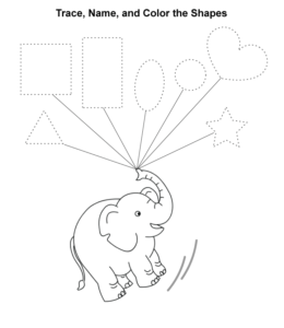 Fun elephant shape tracing and coloring worksheet for kids