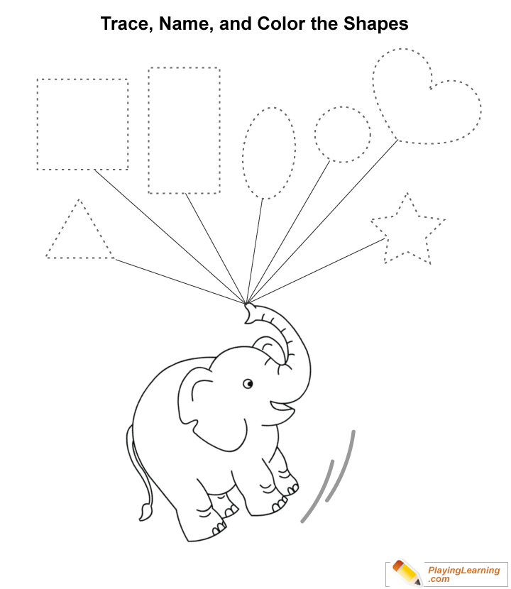 Shape Tracing And Coloring Worksheet 01 for kids
