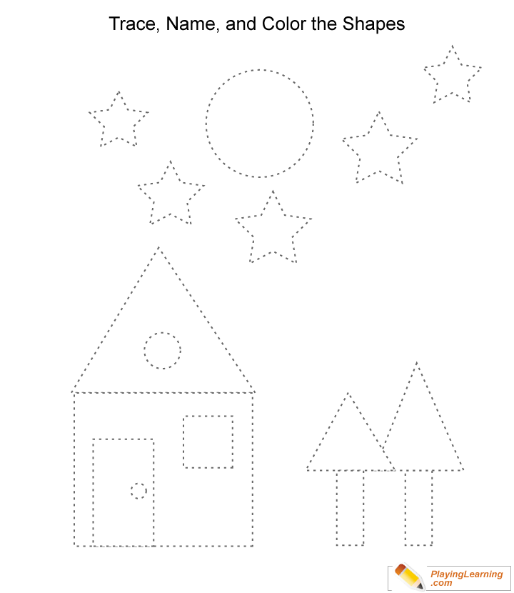 Shape Tracing And Coloring Worksheet 03 for kids