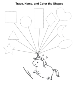 Fun unicorn tracing and coloring worksheet for kids