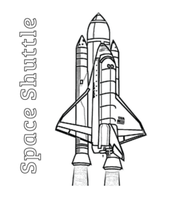 Space shuttle coloring page for kids