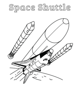 Space shuttle coloring page for kids