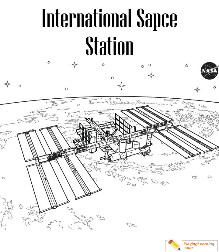 Space Station Coloring Page  for kids