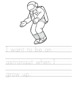 I want to be an astronaut writing worksheet  for kids