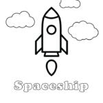 Space exploration and spaceship coloring sheet