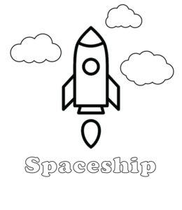 Easy spaceship coloring page for kids