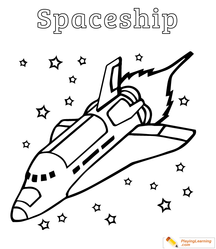 Spaceship Coloring Page 03 | Free Spaceship Coloring Page