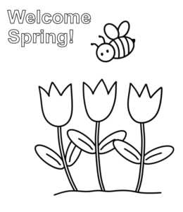 Welcome Spring Coloring Page  for kids