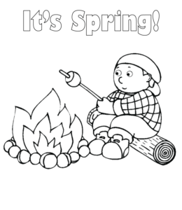 Spring Camping Coloring Sheet   for kids