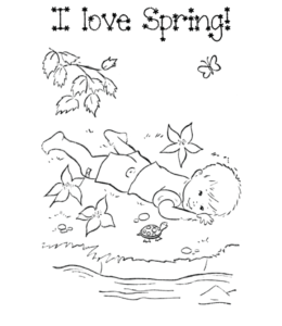 Boy Playing in the Yard Coloring Printable   for kids