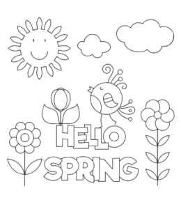 Hello Spring Coloring Page   for kids