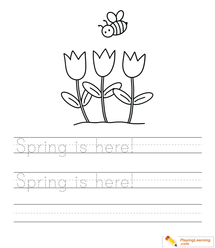 Spring Writing Practice Sheet  for kids