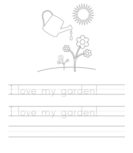 I Love My Garden writing worksheet  for kids