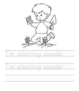 Playing in the Rain writing worksheet  for kids