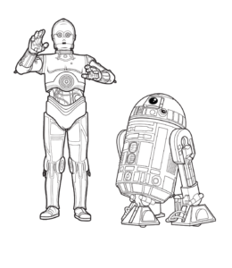 Star Wars C-3PO & R2-D2 coloring image for kids
