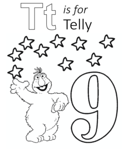 Sesame Street - T is for Telly coloring page for kids