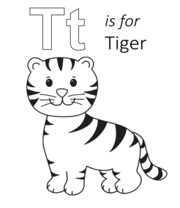 T is for Tiger Printable  for kids