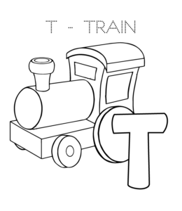 Alphabet Coloring Page - T is for Train  for kids