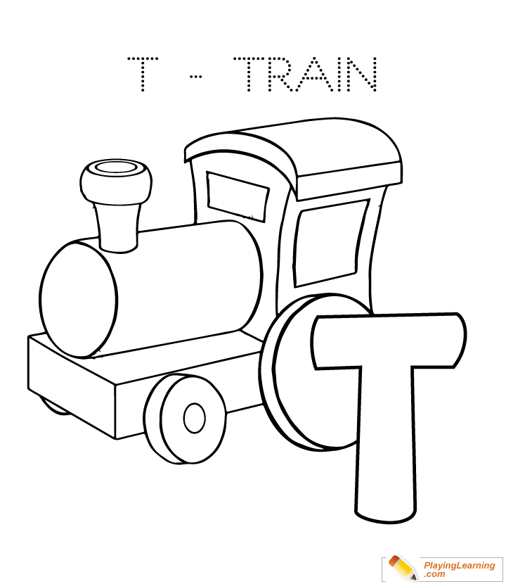 T Is For Train Coloring Page for kids