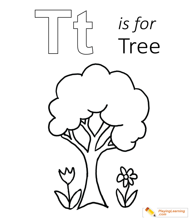 T Is For Tree Coloring Page for kids