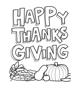 Happy Thanksgiving coloring image for kids