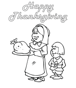 Thanksgiving turkey dish coloring page for kids