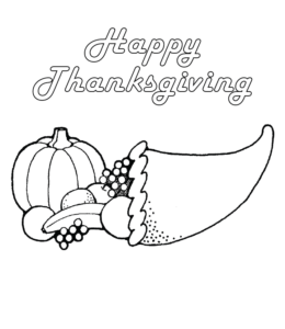 Thanksgiving feast coloring page for kids