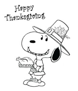 Snoopy Thanksgiving coloring page for kids