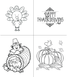 Happy Thanksgiving coloring cliparts for kids