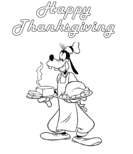 Goofy & Thanksgiving coloring page for kids