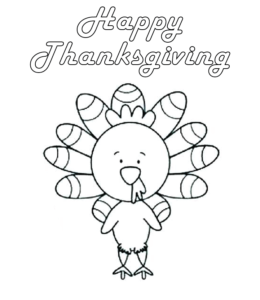 Happy Thanksgiving & turkey coloring page for kids