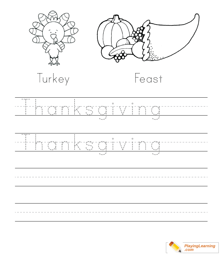 Thanksgiving Writing Practice Sheet  for kids
