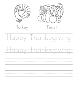 Thanksgiving writing practice sheet  for kids
