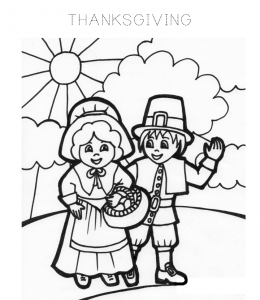 Thanksgiving Pilgrim Coloring Page 1 for kids