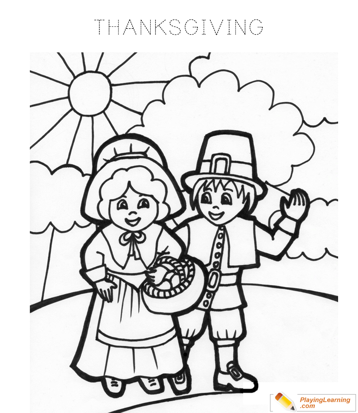 Thanksgiving Pilgrim Coloring Page  for kids
