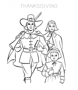 Thanksgiving Pilgrim Coloring Page 2 for kids
