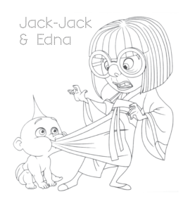 The Incredibles Edna and Jack-Jack Coloring Page for kids