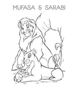 The Lion King - Mufasa Sarabi and Simba coloring printable for kids