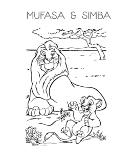 The Lion King - Mufasa and Simba coloring sheet for kids