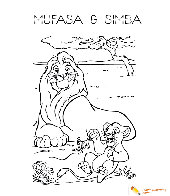 The Lion King Mufasa Simba Coloring Page  for kids